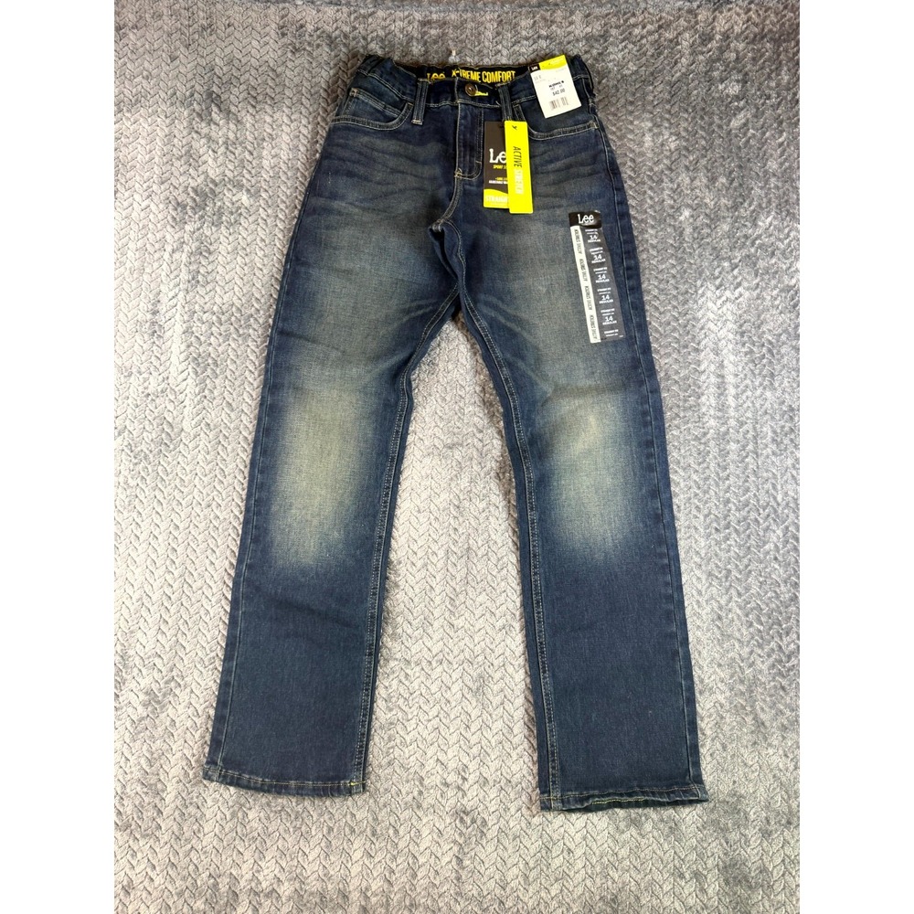 Lee Sport Extreme Comfort Jeans Boys 14 R Blue Denim Cotton Straight Relaxed Fit